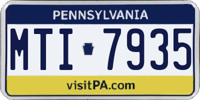PA license plate MTI7935
