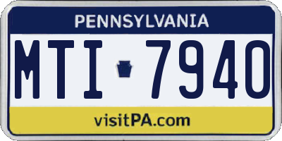 PA license plate MTI7940