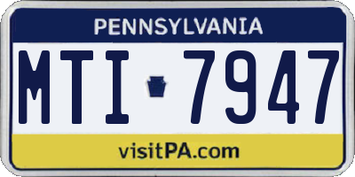 PA license plate MTI7947