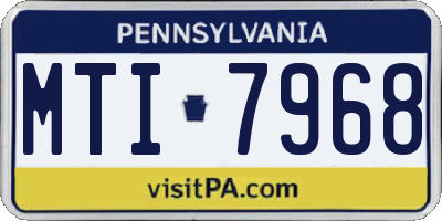 PA license plate MTI7968