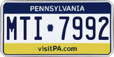 PA license plate MTI7992