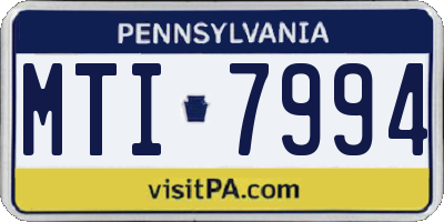 PA license plate MTI7994