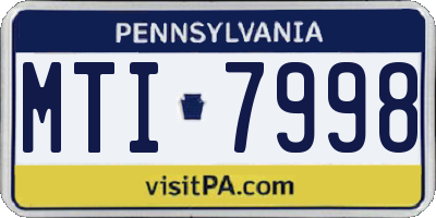 PA license plate MTI7998