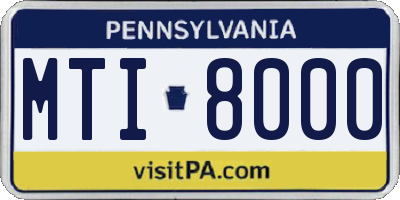 PA license plate MTI8000