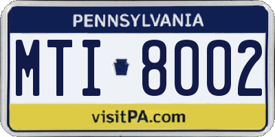 PA license plate MTI8002
