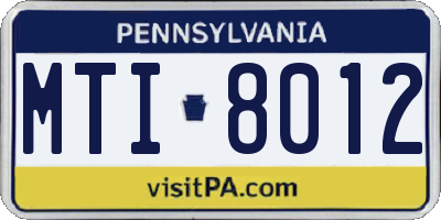 PA license plate MTI8012