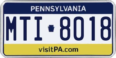 PA license plate MTI8018