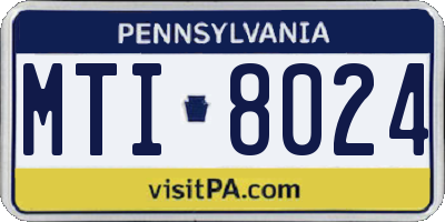 PA license plate MTI8024