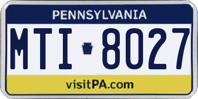 PA license plate MTI8027