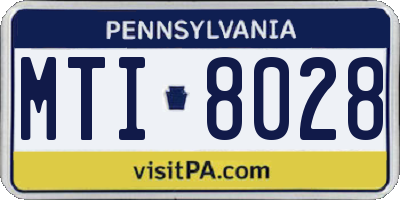 PA license plate MTI8028