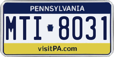 PA license plate MTI8031