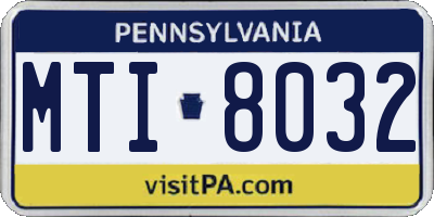 PA license plate MTI8032