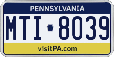 PA license plate MTI8039