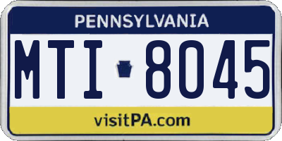 PA license plate MTI8045
