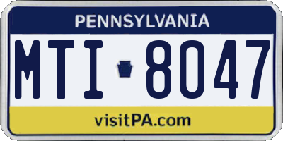PA license plate MTI8047