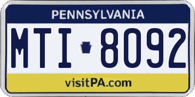 PA license plate MTI8092