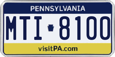 PA license plate MTI8100