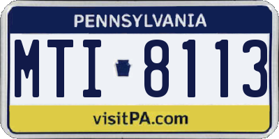 PA license plate MTI8113