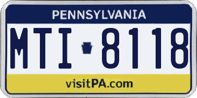 PA license plate MTI8118