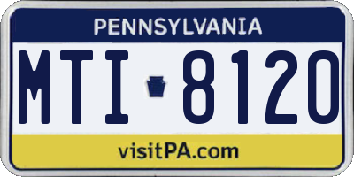 PA license plate MTI8120
