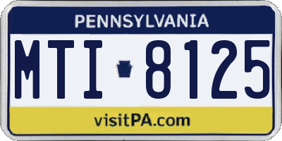 PA license plate MTI8125