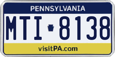 PA license plate MTI8138