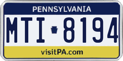 PA license plate MTI8194