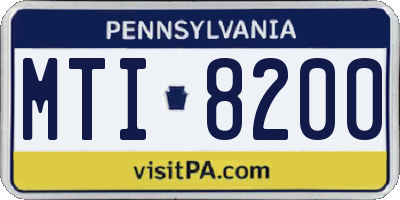 PA license plate MTI8200