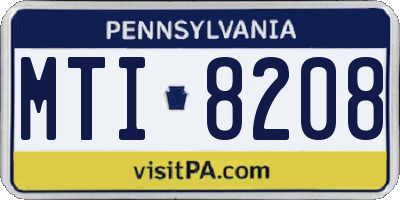 PA license plate MTI8208