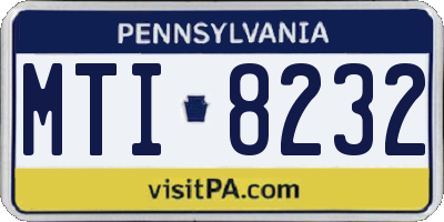 PA license plate MTI8232