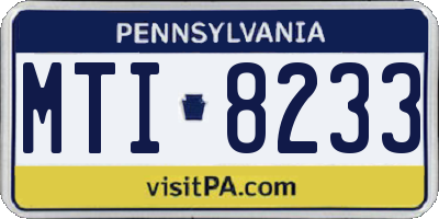 PA license plate MTI8233