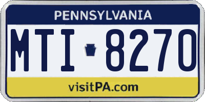 PA license plate MTI8270