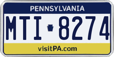 PA license plate MTI8274
