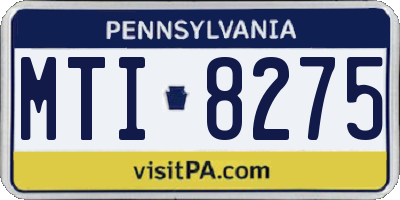 PA license plate MTI8275