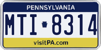 PA license plate MTI8314