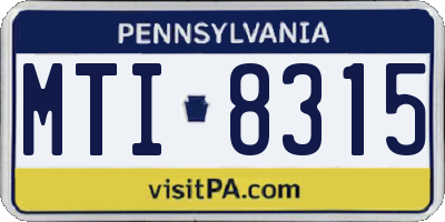 PA license plate MTI8315