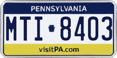 PA license plate MTI8403