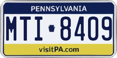 PA license plate MTI8409