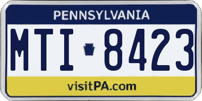 PA license plate MTI8423