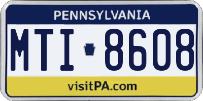 PA license plate MTI8608