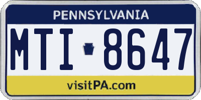 PA license plate MTI8647