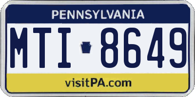 PA license plate MTI8649