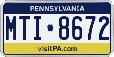 PA license plate MTI8672