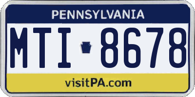PA license plate MTI8678