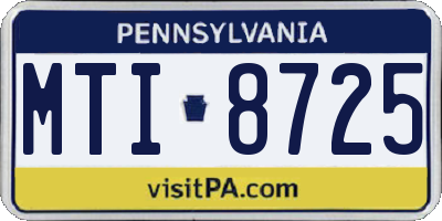 PA license plate MTI8725
