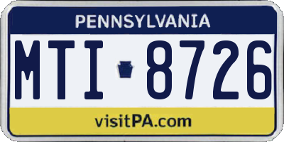 PA license plate MTI8726