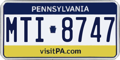 PA license plate MTI8747