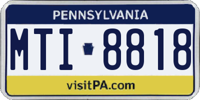 PA license plate MTI8818