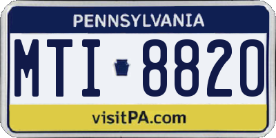 PA license plate MTI8820