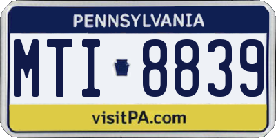 PA license plate MTI8839